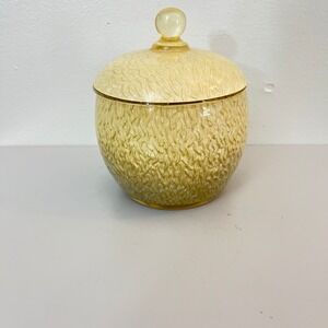 VERY RARE Art Deco MCM Swirl Carved Glazed Vanity Jar‎ 6"